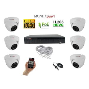 Monitorrs Security - IP Dóm kamerarendszer 6 kamerával 2 Mpix - 6001K6