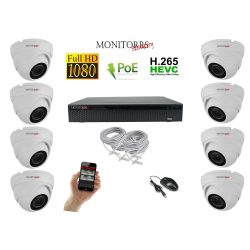   Monitorrs Security - IP Dóm kamerarendszer 8 kamerával 2 Mpix - 6001K8