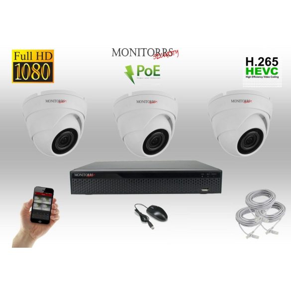 Monitorrs Security - IP Dóm kamerarendszer 3 kamerával 2 Mpix. - 6001K3