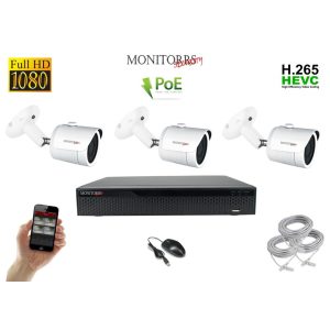 Monitorrs Security - IP kamerarendszer 3 kamerával 2 Mpix - 6002K3