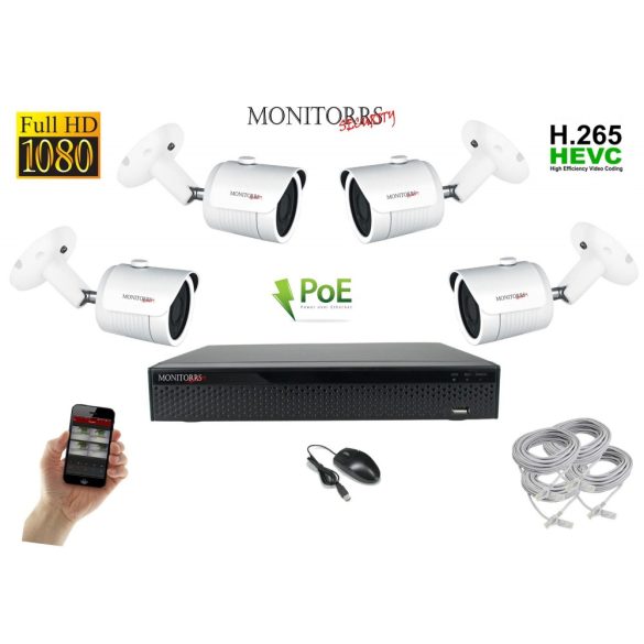 Monitorrs Security - IP kamerarendszer 4 kamerával 2 Mpix - 6002K4