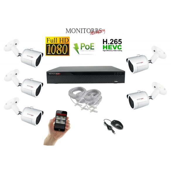 Monitorrs Security - IP kamerarendszer 5 kamerával 2 Mpix - 6002K5