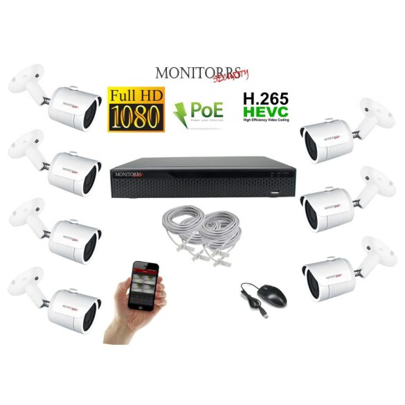 Monitorrs Security - IP kamerarendszer 7 kamerával 2 Mpix - 6002K7