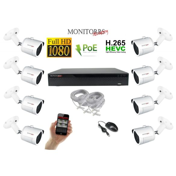 Monitorrs Security - IP kamerarendszer 8 kamerával 2 Mpix - 6002K8