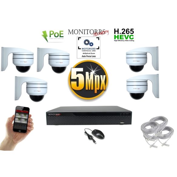 Monitorrs Security - IP PTZ kamerarendszer 5 kamerával 5MPix - 6008k5