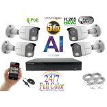 Monitorrs Security - AI IP Full Color kamerarendszer 4 kamerával 5 Mpix Wt - 6021K4