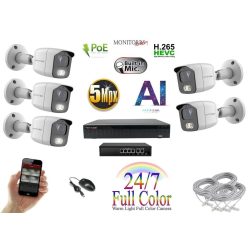   MS - AI IP Full Color kamerarendszer switchel 5 kamerával 5 Mpix Wt - 6021K5B
