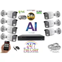   Monitorrs Security - AI IP Full Color kamerarendszer 7 kamerával 5 Mpix Wt - 6021K7