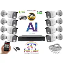   Monitorrs Security - AI IP Full Color kamerarendszer 8 kamerával 5 Mpix Wt - 6021K8