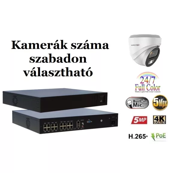 Monitorrs Security - AI IP Full Color Dóm kamerarendszer 9-16 kamerával 5 Mpix Wd - 6022K9-16 Monitorrs Security - AI IP Full Color Dóm kamerarendszer 9-16 kamerával 5 Mpix Wd - 6022K9-16