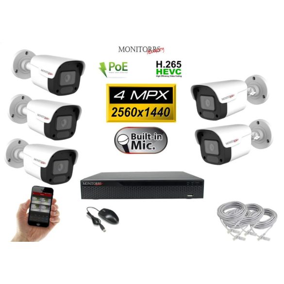 Monitorrs Security - IP kamerarendszer 5 kamerával 4 Mpix - 6024K5