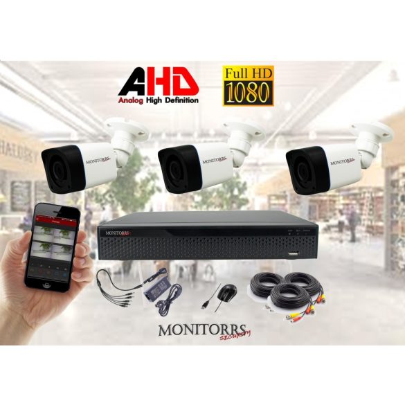 Monitorrs Security - AHD kamerarendszer 3 kamerával 2 Mpix - 6030K3