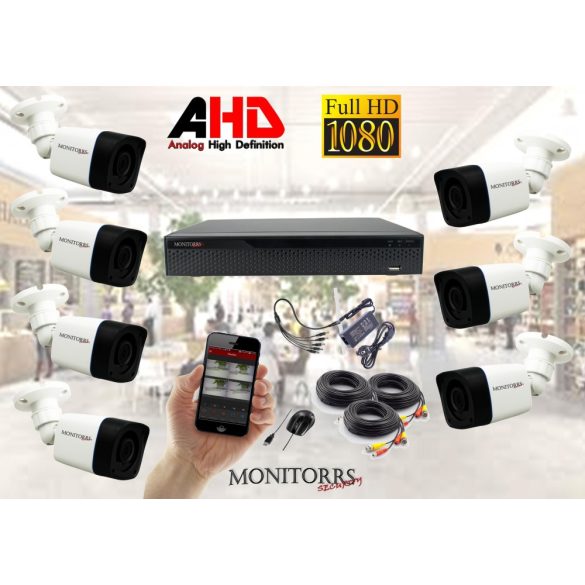Monitorrs Security - AHD kamerarendszer 7 kamerával 2 Mpix - 6030K7