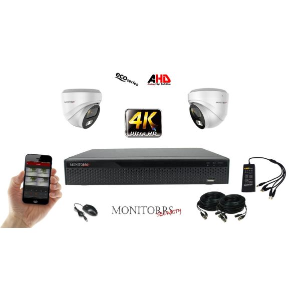 Monitorrs Security - 4k AHD kamerarendszer 2 kamerával 8 Mpix WD - 6037K2