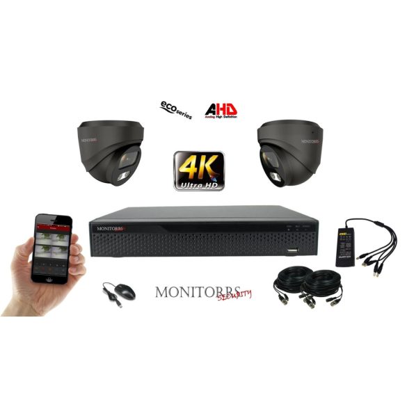 Monitorrs Security - 4k AHD kamerarendszer 2 kamerával 8 Mpix GD - 6038K2