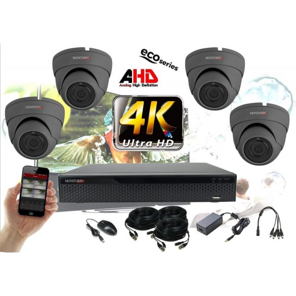 Monitorrs Security - 4k AHD kamerarendszer 4 kamerával 8 Mpix GD - 6038K4