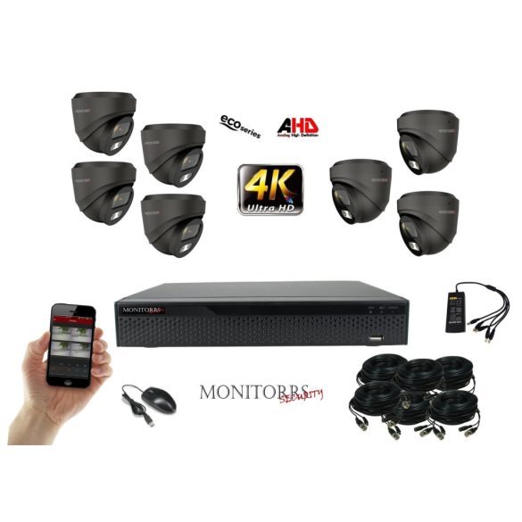 Monitorrs Security - 4k AHD kamerarendszer 7 kamerával 8 Mpix GD - 6038K7