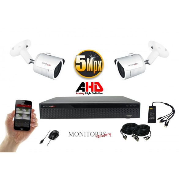 Monitorrs Security - AHD kamerarendszer 2 kamerával 5 Mpix - 6041K2