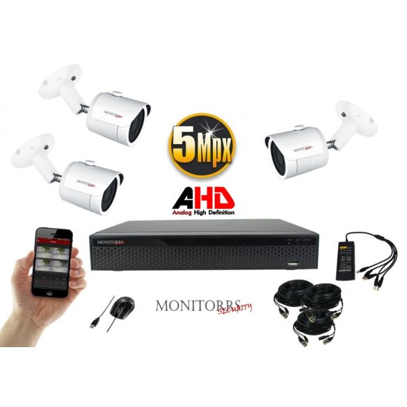 Monitorrs Security - AHD kamerarendszer 3 kamerával 5 Mpix - 6041K3
