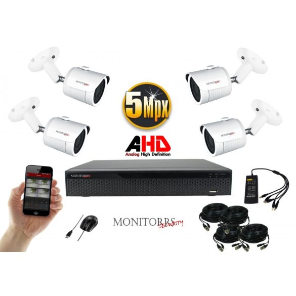 Monitorrs Security - AHD kamerarendszer 4 kamerával 5 Mpix - 6041K4