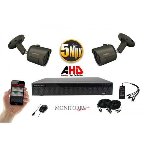 Monitorrs Security - AHD kamerarendszer 2 kamerával 5 Mpix - 6042K2