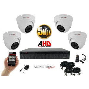 Monitorrs Security - AHD Dóm kamerarendszer 4 kamerával 5 Mpix - 6043K4