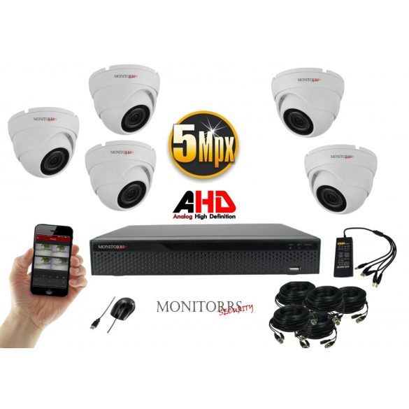 Monitorrs Security - AHD Dóm kamerarendszer 5 kamerával 5 Mpix - 6043K5