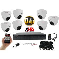   Monitorrs Security - AHD Dóm kamerarendszer 7 kamerával 5 Mpix - 6043K7