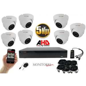 Monitorrs Security - AHD Dóm kamerarendszer 7 kamerával 5 Mpix - 6043K7