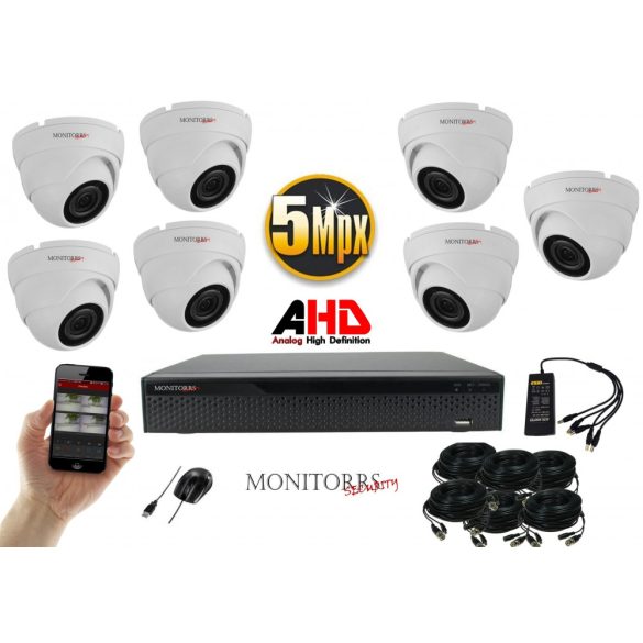 Monitorrs Security - AHD Dóm kamerarendszer 7 kamerával 5 Mpix - 6043K7