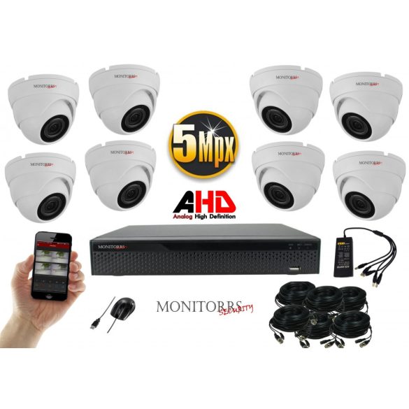 Monitorrs Security - AHD Dóm kamerarendszer 8 kamerával 5 Mpix - 6043K8