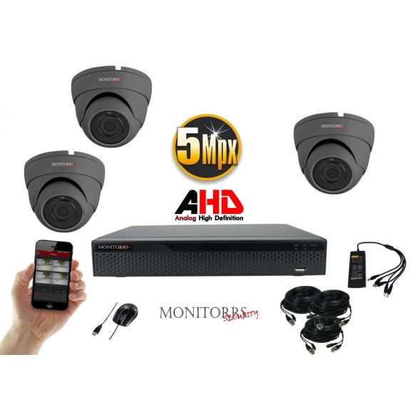 Monitorrs Security - AHD Dóm kamerarendszer 3 kamerával 5 Mpix - 6044K3