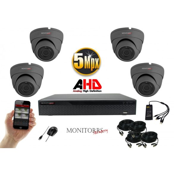 Monitorrs Security - AHD Dóm kamerarendszer 4 kamerával 5 Mpix - 6044K4