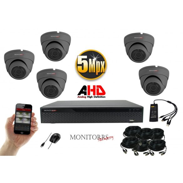 Monitorrs Security - AHD Dóm kamerarendszer 5 kamerával 5 Mpix - 6044K5