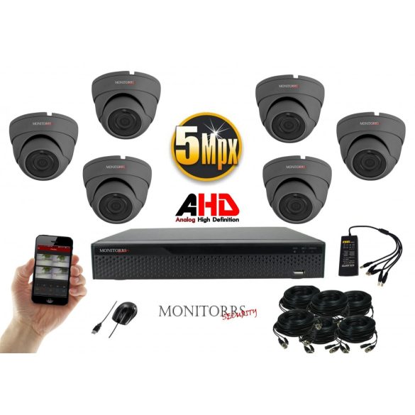Monitorrs Security - AHD Dóm kamerarendszer 6 kamerával 5 Mpix - 6044K6