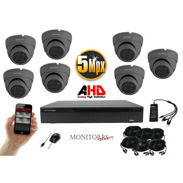 Monitorrs Security - AHD Dóm kamerarendszer 7 kamerával 5 Mpix - 6044K7