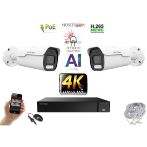 Monitorrs Security - AI Hybrid Light IP Park kamerarendszer 2 kamerával 8 Mpix - 6070k2
