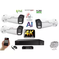   MS - AI Hybrid Light IP Park kamerarendszer 3 kamerával switchel 8 Mpix - 6070k3B