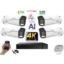   Monitorrs Security - AI Hybrid Light IP Park kamerarendszer 4 kamerával 8 Mpix - 6070k4