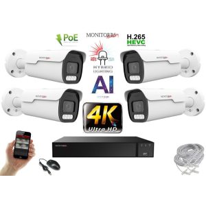 Monitorrs Security - AI Hybrid Light IP Park kamerarendszer 4 kamerával 8 Mpix - 6070k4