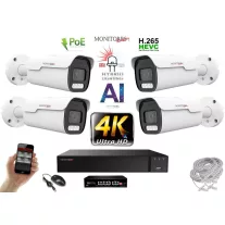   MS - AI Hybrid Light IP Park kamerarendszer 4 kamerával switchel 8 Mpix - 6070k4B
