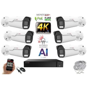 Monitorrs Security - AI Hybrid Light IP Park kamerarendszer 6 kamerával 8 Mpix - 6070k6