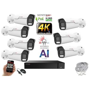 Monitorrs Security - AI Hybrid Light IP Park kamerarendszer 7 kamerával 8 Mpix - 6070k7