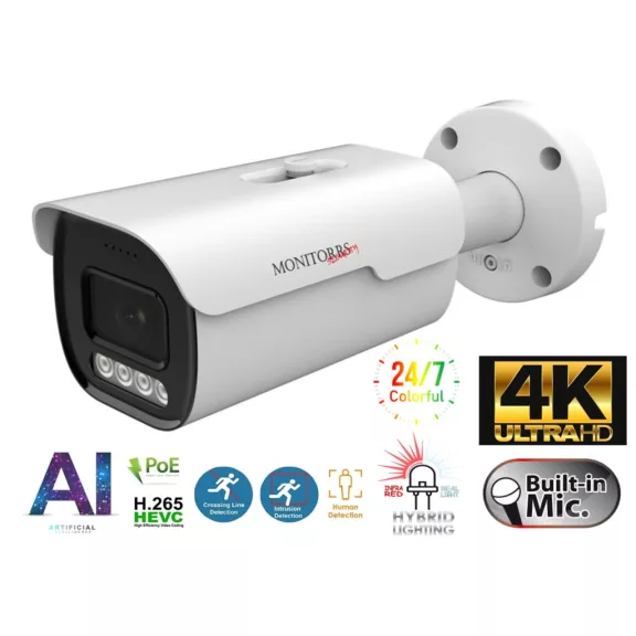 MS - AI Hybrid Light IP Park kamerarendszer 8 kamerával switchel 8 Mpix - 6070k8B