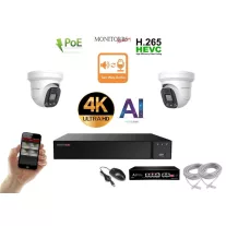   Monitorrs Security - AI IP Aktív dóm kamerarendszer 2 kamerával switchel 8 mpix - 6077K2B