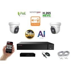   Monitorrs Security - AI IP Aktív dóm kamerarendszer 2 kamerával switchel 5 mpix - 6077K2B