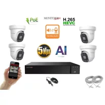   Monitorrs Security - AI IP Aktív dóm kamerarendszer 4 kamerával 5 mpix - 6077K4