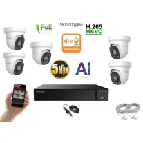   Monitorrs Security - AI IP Aktív dóm kamerarendszer 5 kamerával 5 mpix - 6077K5