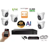   Monitorrs Security - AI IP Aktív dóm kamerarendszer 5 kamerával switchel 8 mpix - 6077K5B