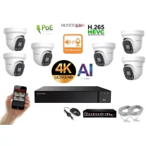   Monitorrs Security - AI IP Aktív dóm kamerarendszer 6 kamerával switchel 8 mpix - 6077K6B